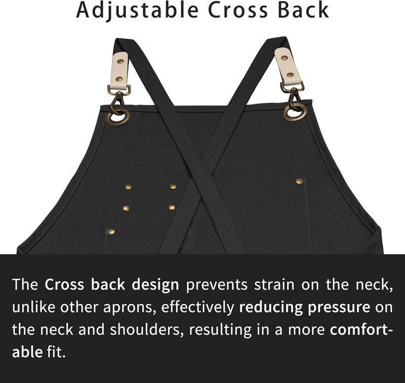 Dulabi Apron, Adjustable Chef Apron for Women and Men with Large Pockets, Cooking Kitchen Apron with Back Straps - Image 5